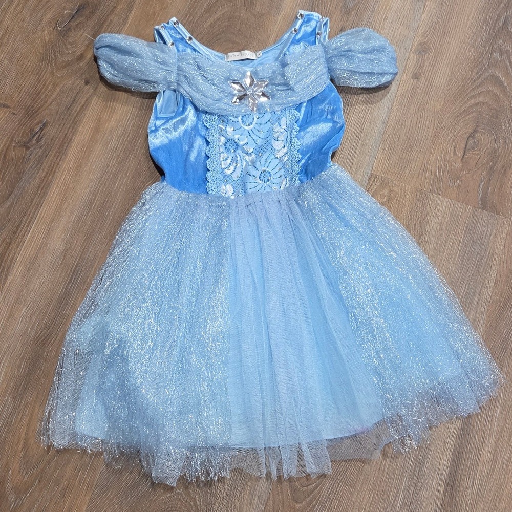 Trish Scully Elsa Princess Dress Blue Velvet Lace Tulle Costume Girls Size 6